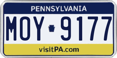 PA license plate MOY9177