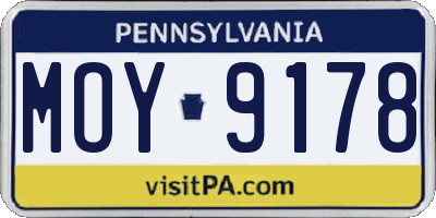 PA license plate MOY9178