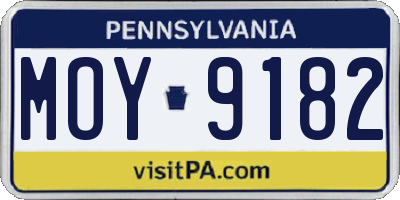PA license plate MOY9182