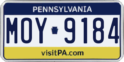 PA license plate MOY9184