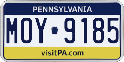PA license plate MOY9185