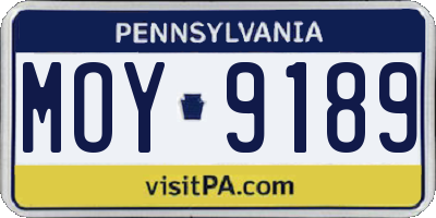 PA license plate MOY9189