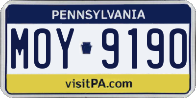 PA license plate MOY9190