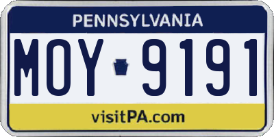 PA license plate MOY9191