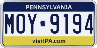PA license plate MOY9194