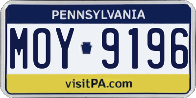 PA license plate MOY9196