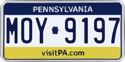PA license plate MOY9197