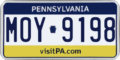 PA license plate MOY9198