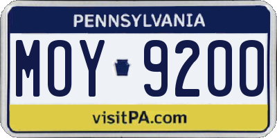 PA license plate MOY9200