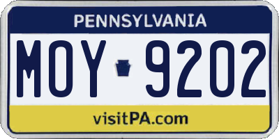 PA license plate MOY9202