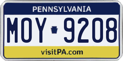PA license plate MOY9208