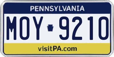PA license plate MOY9210