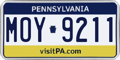 PA license plate MOY9211
