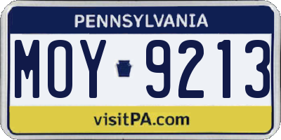 PA license plate MOY9213