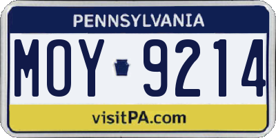 PA license plate MOY9214