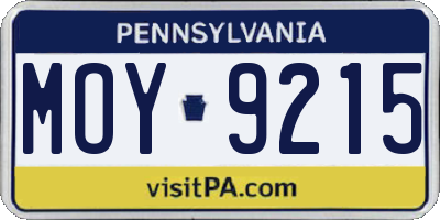 PA license plate MOY9215