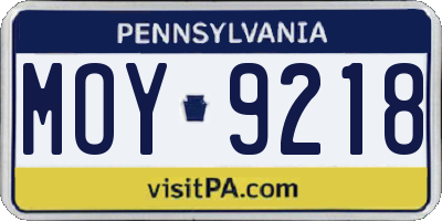 PA license plate MOY9218