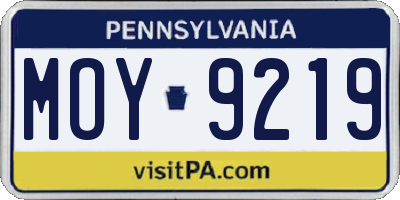 PA license plate MOY9219