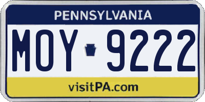 PA license plate MOY9222