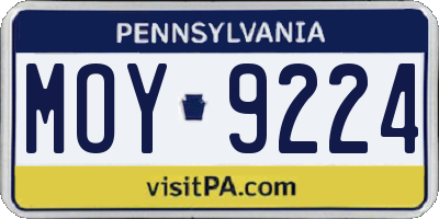 PA license plate MOY9224