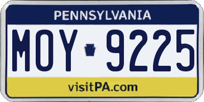 PA license plate MOY9225