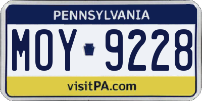PA license plate MOY9228
