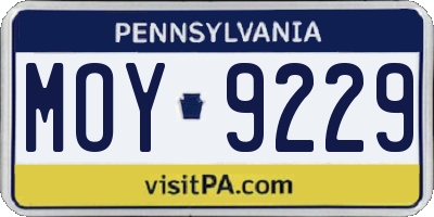 PA license plate MOY9229