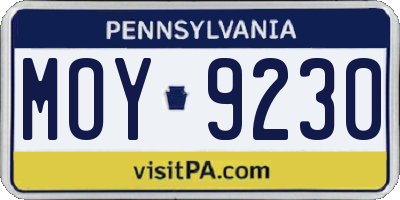 PA license plate MOY9230