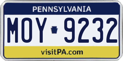 PA license plate MOY9232