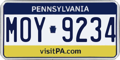 PA license plate MOY9234