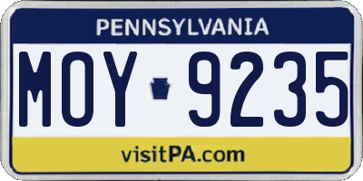PA license plate MOY9235