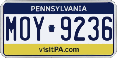 PA license plate MOY9236