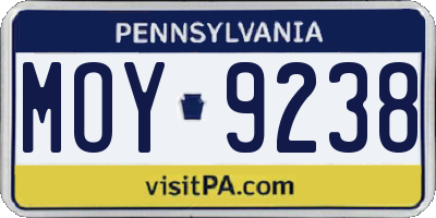 PA license plate MOY9238