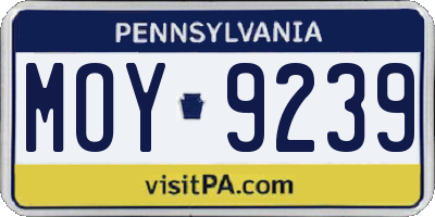 PA license plate MOY9239