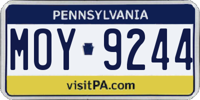 PA license plate MOY9244