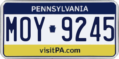 PA license plate MOY9245
