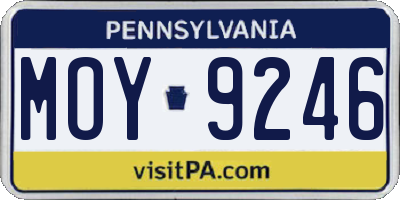PA license plate MOY9246