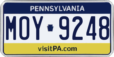 PA license plate MOY9248