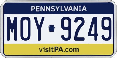 PA license plate MOY9249