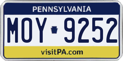 PA license plate MOY9252