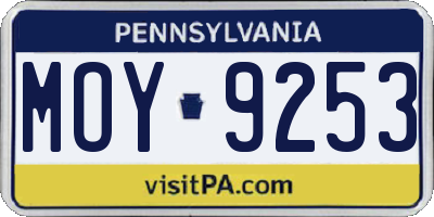 PA license plate MOY9253