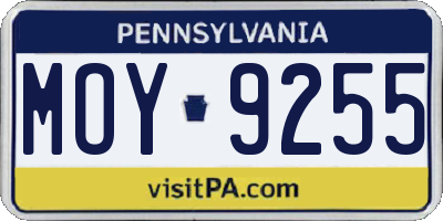 PA license plate MOY9255