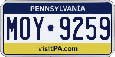 PA license plate MOY9259