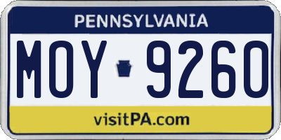 PA license plate MOY9260