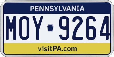 PA license plate MOY9264