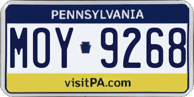 PA license plate MOY9268