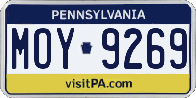 PA license plate MOY9269