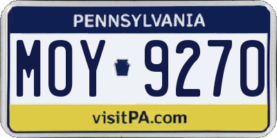 PA license plate MOY9270