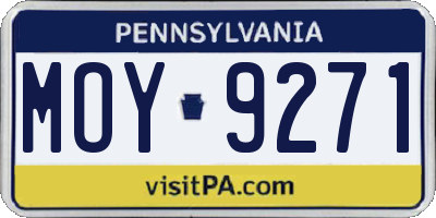 PA license plate MOY9271