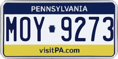 PA license plate MOY9273